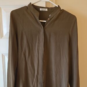 Everlane Khaki Long Sleeve Silk Shirt Medium